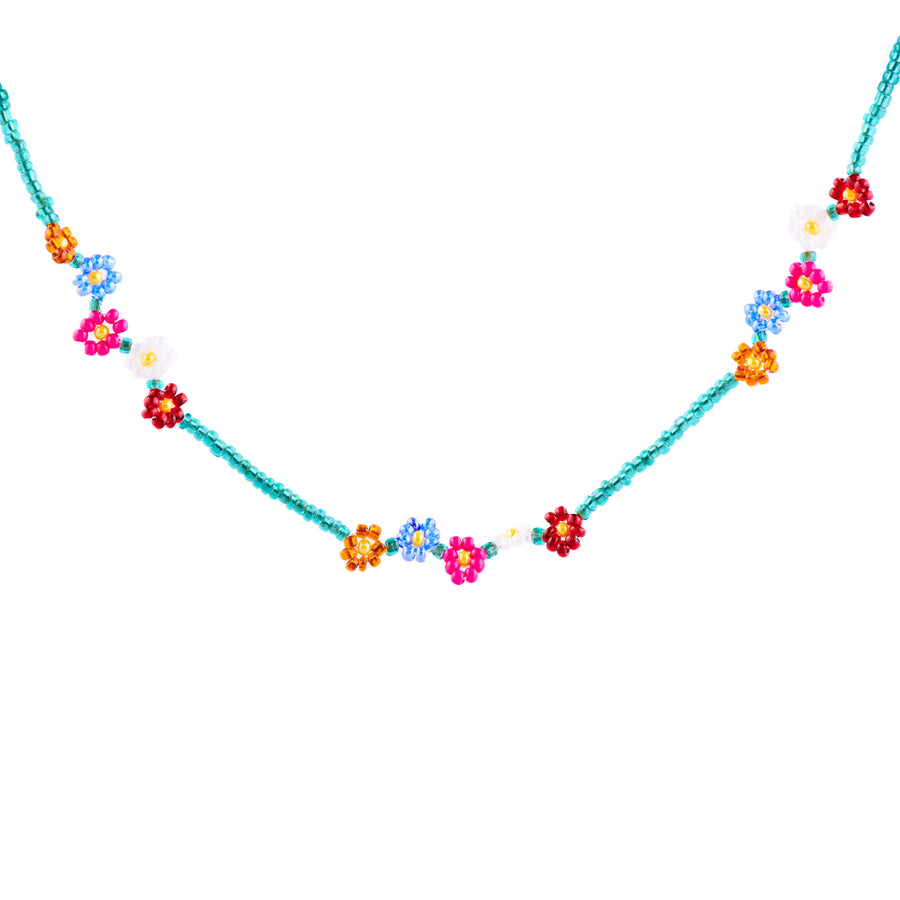 Flower necklace blue