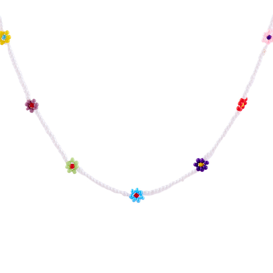 Flower necklace white