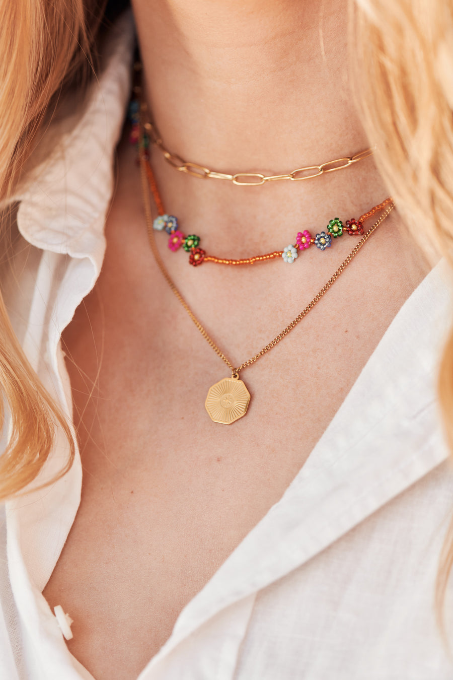 Flower necklace orange