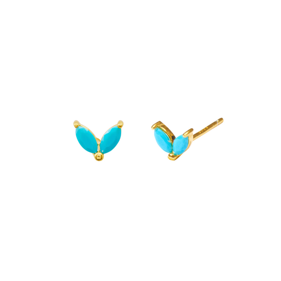 Double leaf stud turquoise